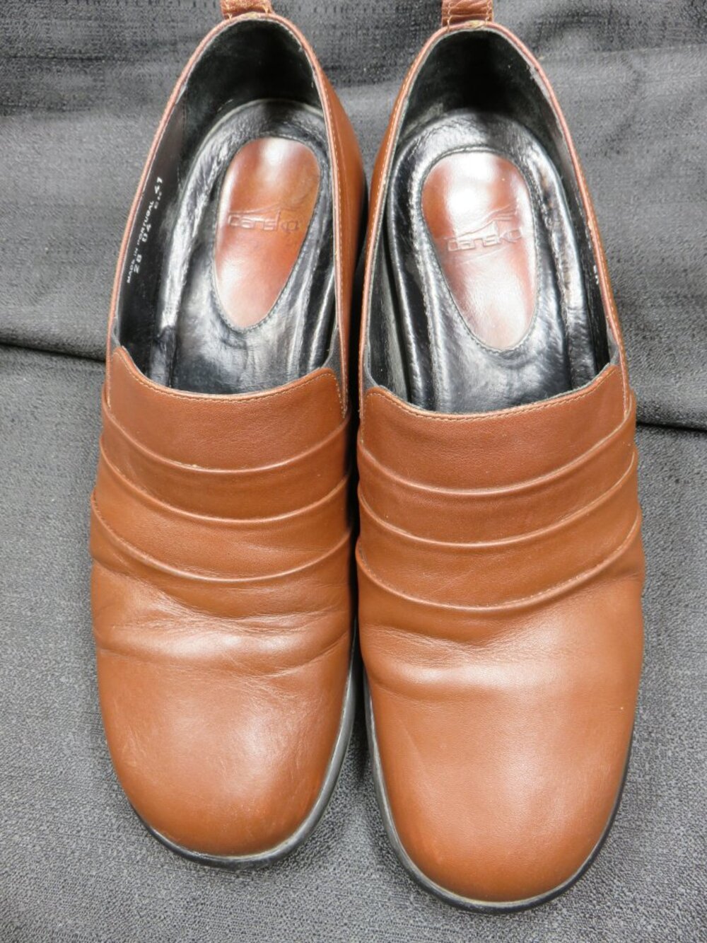Dansko Aubrey Brown Leather Pleated Slip On Shoes Clogs Womens Size US 11-11.5